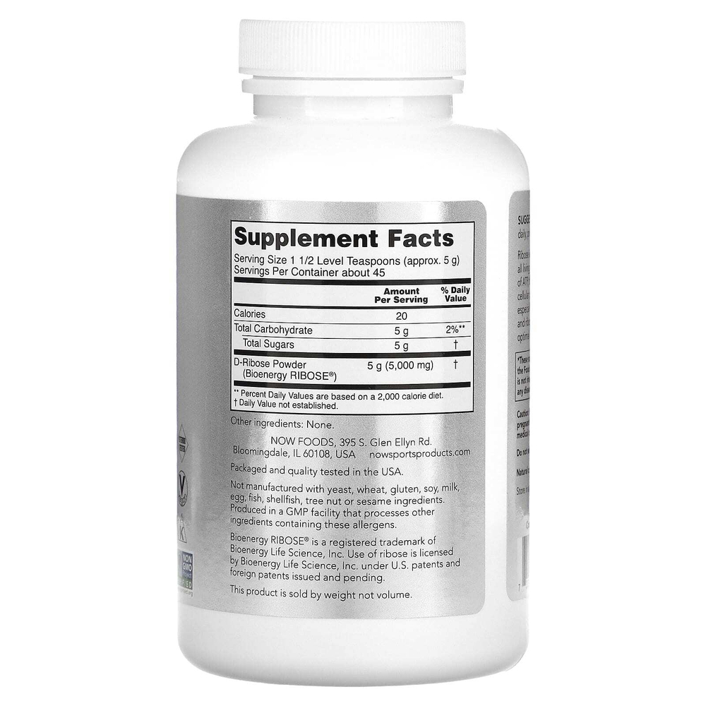 NOW Foods, Sports, D-рибоза в форме порошка, 227 г (8 унций)