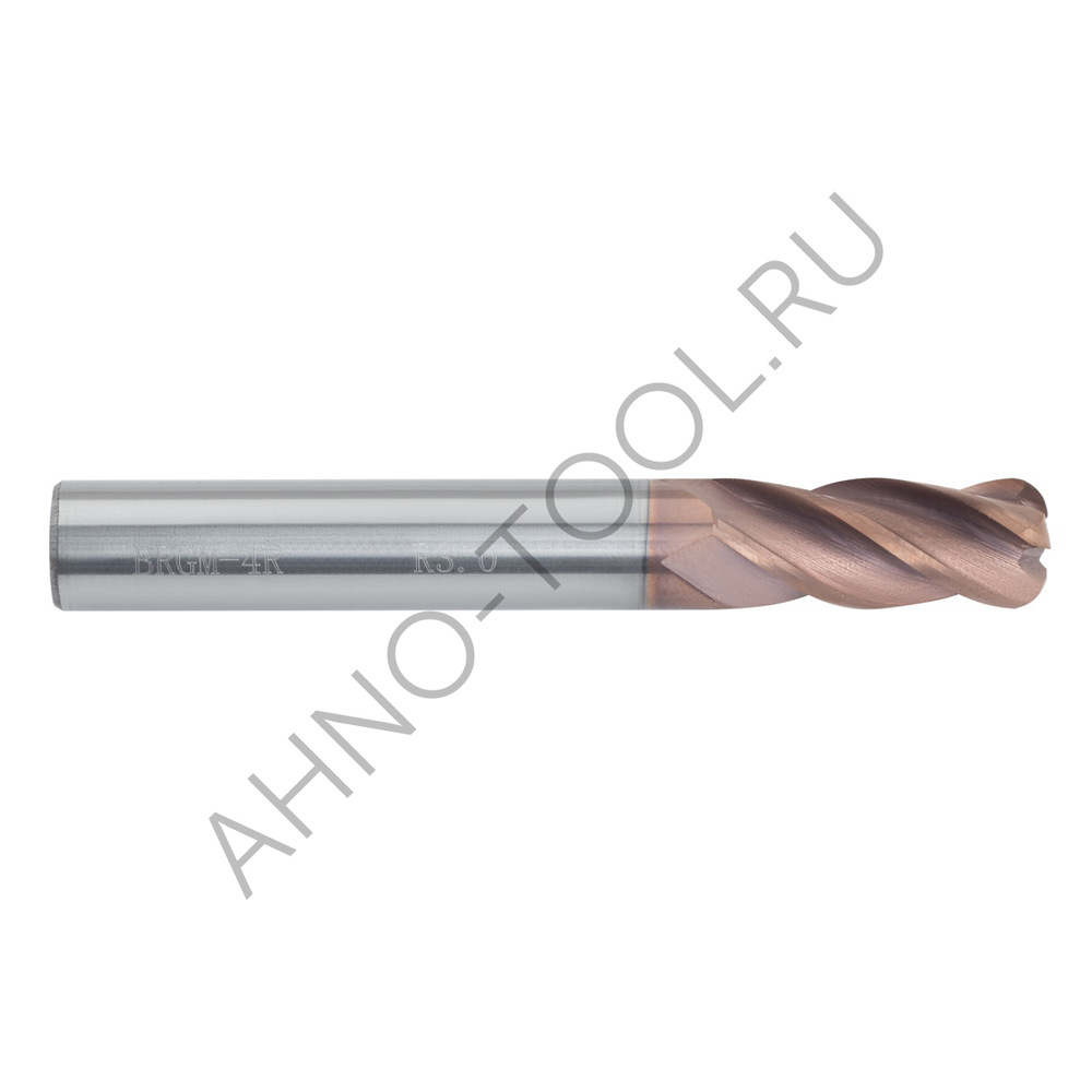 Фреза твердосплавная радиусная  12мм (L=75, l=30, хв=12) Z4 35° по стали, нерж., чугуну, с радиусной