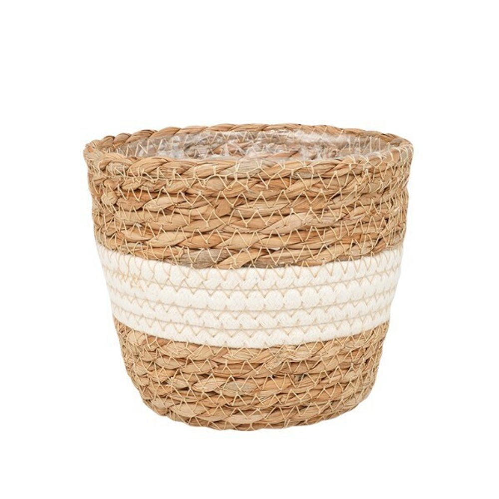 Кашпо плетеное "Танзания", 1,5л внешний размер Д165 Ш165 В135, натуральный, белый