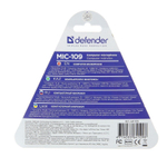 Микрофон компьютерный Defender MIC-109,на прищепке,кабель 1.8м (черный)