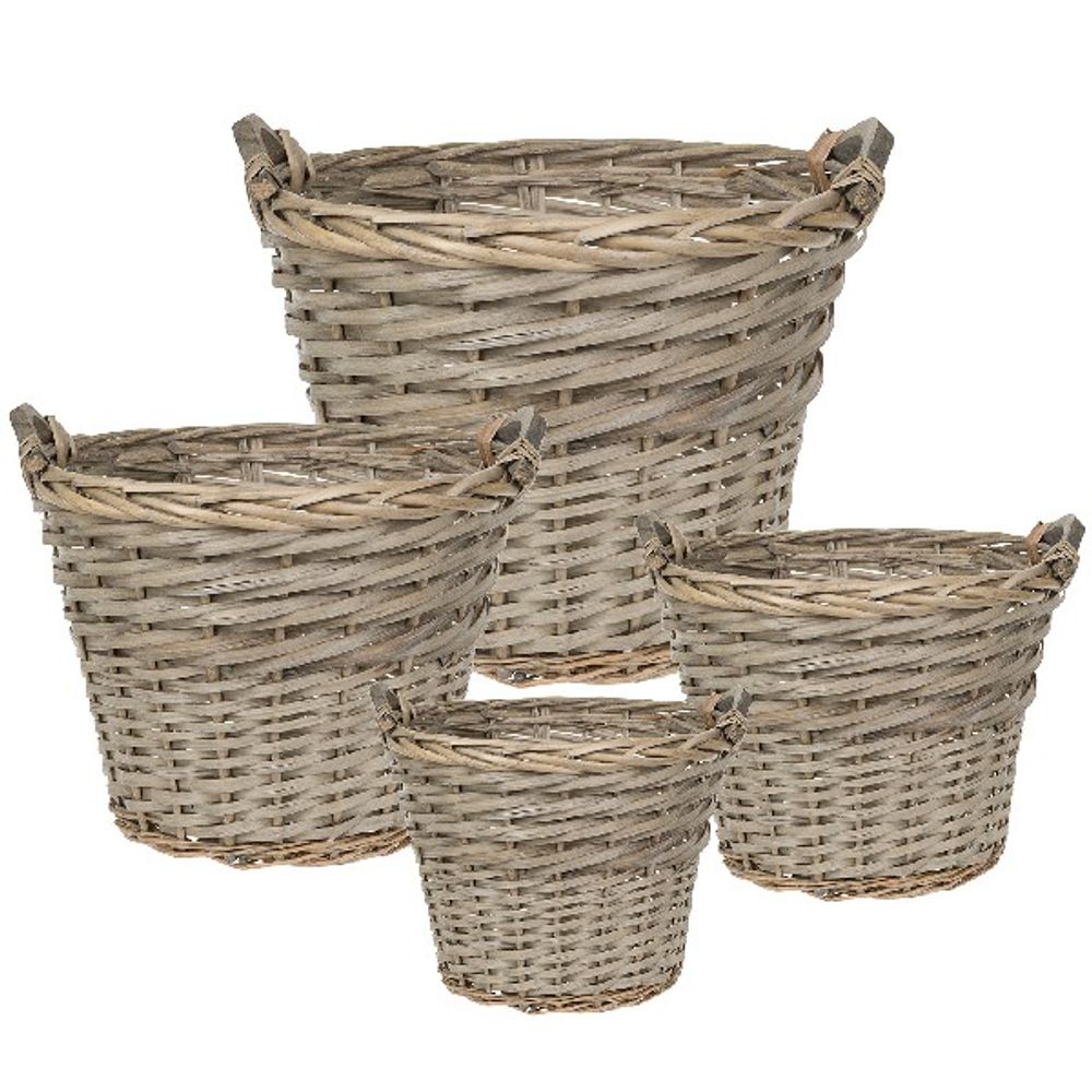Набор корзин/4шт (ива) D38xH28см-D22xH21см (Натуральный)