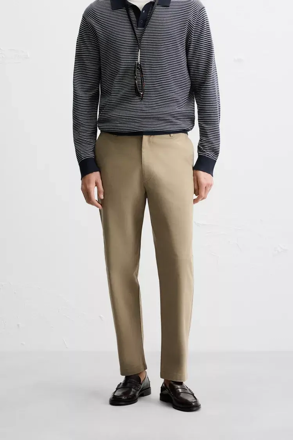 ZARA БРЮКИ ЧИНОС REGULAR-FIT, БЕЖЕВЫЙ