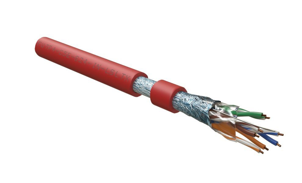Кабель витая пара F/UTP 5e кат. 4 пары Hyperline FUTP4-C5E-S24-IN-LSLTX-RD-305