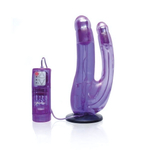 Страпон для двойного проникновения Crotchless Vibrating Double Penetrator (Цвет: фиолетовый с черным)