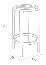 Табурет пластиковый полубарный Siesta Contract Tom Bar 65, бежевый