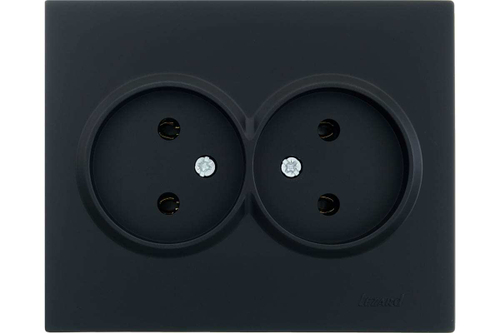 VESNA 742 4200 128В Розетка двойная б/з бакалит черная матовая