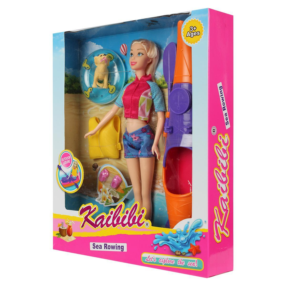 Кукла тип Модель с аксесс. для плавания на байдарке, в/к 27,5*32,3*5,5 см.