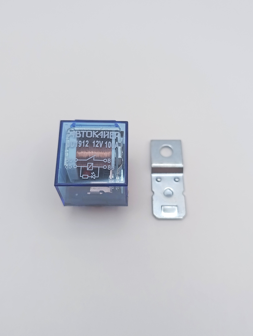 Реле универсальное автомобильное 12V 5 контов 100А с индикатором, с кронштейном, прозрачное