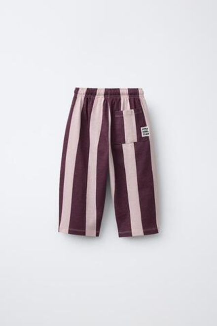 ZARA ПРЯМЫЕ БРЮКИ ИЗ МЯГКОЙ ТКАНИ В ПОЛОСКУ, ЛИЛОВЫЙ