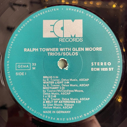 Винтажная виниловая пластинка LP Ralph Towner With Glen Moore Trios, Solos (Germany 1973)