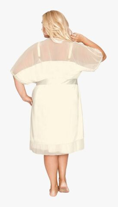 Пеньюар plus size с короткими рукавами и атласным поясом (Размер: 5X) (Цвет: черный)