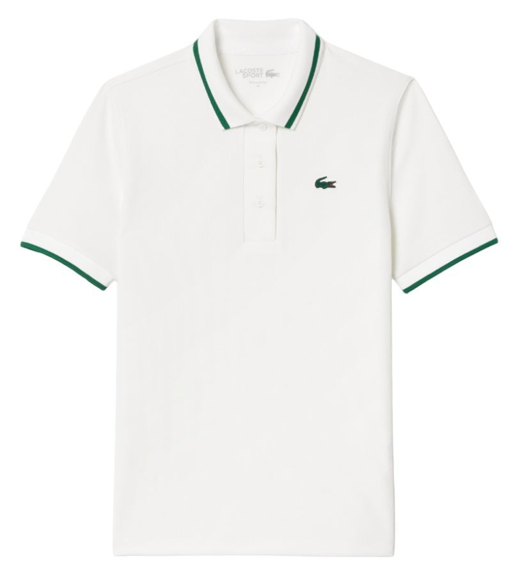 Женское поло Lacoste Pique Polo Shirt With Contrast Striped Collar - белый