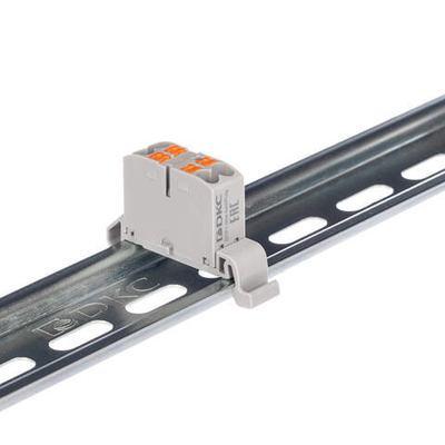 Блок распределительный с гориз. адаптером на рейку шириной 35мм, зажим push-in, 4 точки подключения 2,5 кв.мм, синий