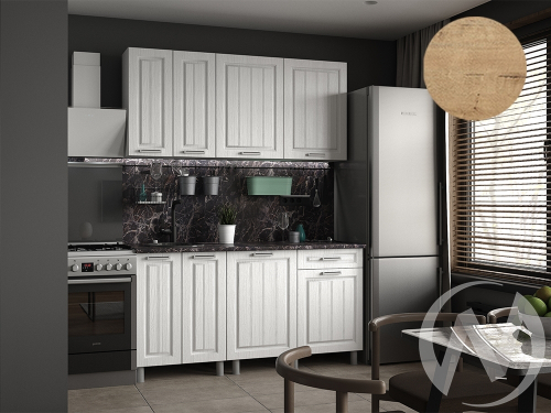 Кухня Лаура 1.6м (корпус белый/клен белый) 38мм дуб бунратти