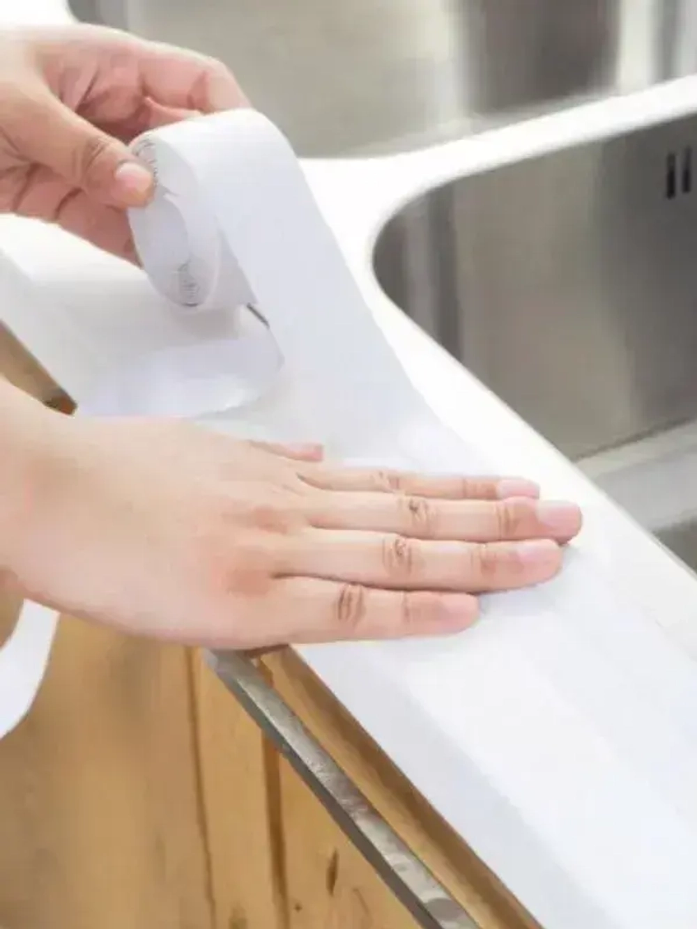 Бордюрная лента для ванны и кухни, самоклеящаяся декоративная клейкая лента белая, комплект 2 шт