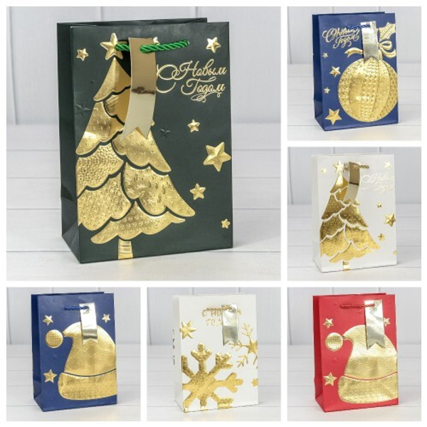 
          Пакет подарочный 14 х 20 х 8 см Набор 4 шт "Новый год" (Микс)