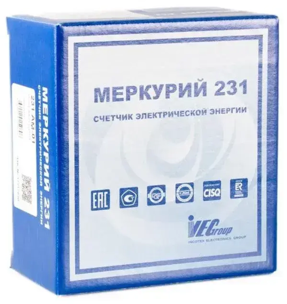 Счетчик электроэнергии трехфазный однотарифный INCOTEX Меркурий 231 AM-01 5(60) А без привязки к региону