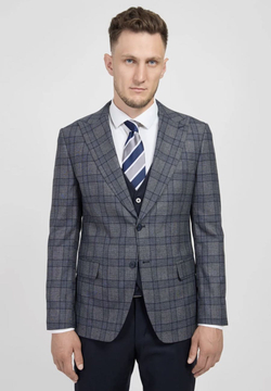 Мужской классический костюм (серо-синий) А36