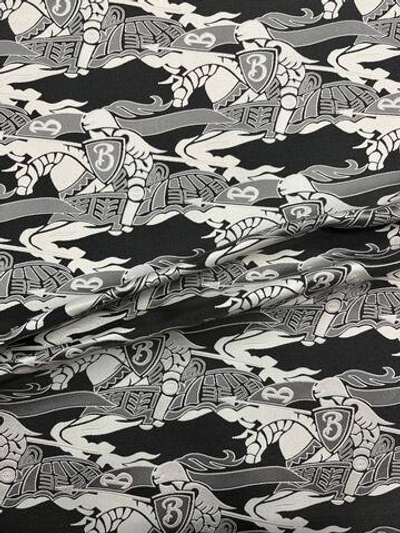 Жаккард шелк с п/э Burberry серый с дизайнерским принтом