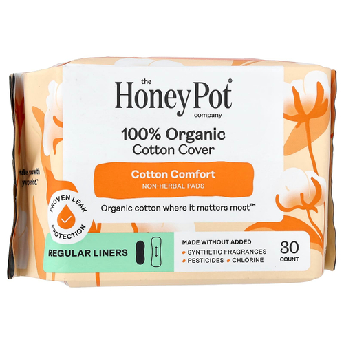 The Honey Pot Company, Organic Cotton Comfort, прокладки без трав, обычные, 30 шт.
