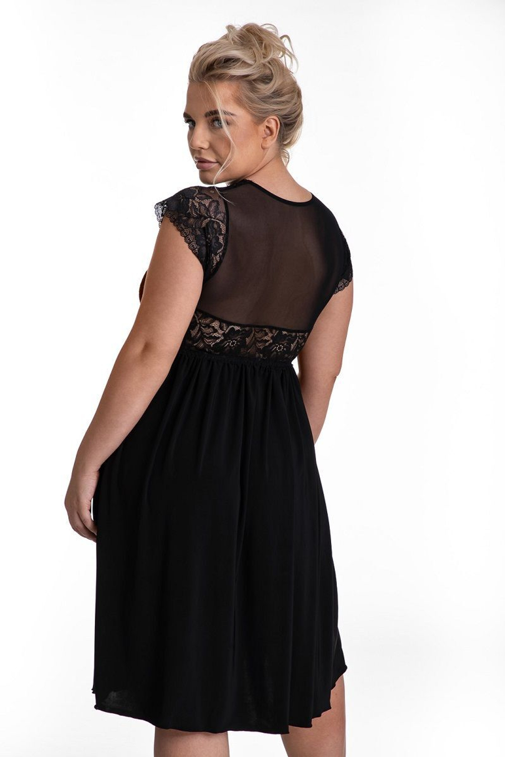 Сорочка Sofie с кружевным верхом (Размер: 5X) (Цвет: темно-синий)