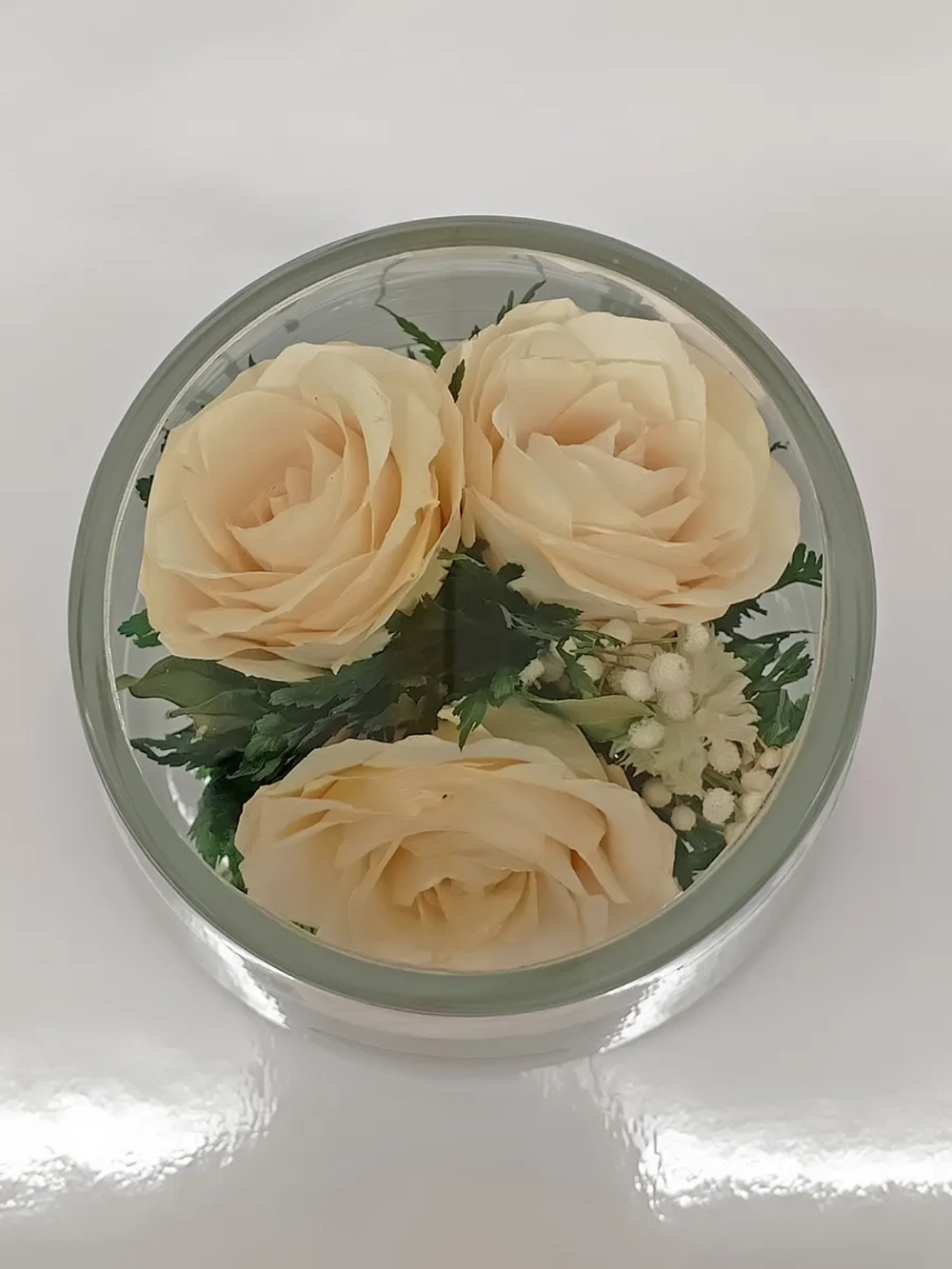 натуральные цветы в стекле, вакуум