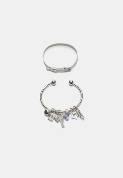 STRADIVARIUS Набор из 2 браслетов с подвесками, серый