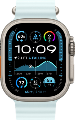 Apple Watch Ultra 2 49mm Ocean Band Ice Blue / Titanium Case