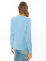 Женский джемпер голубой с V-образным вырезом