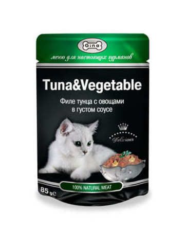 GINA влажный корм для кошек с тунцом и овощами в соусе