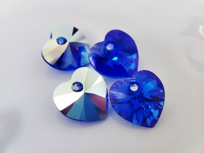 6228-10-saphire AB Кристалл "Сердечко" 10мм синий с теплым переливом
