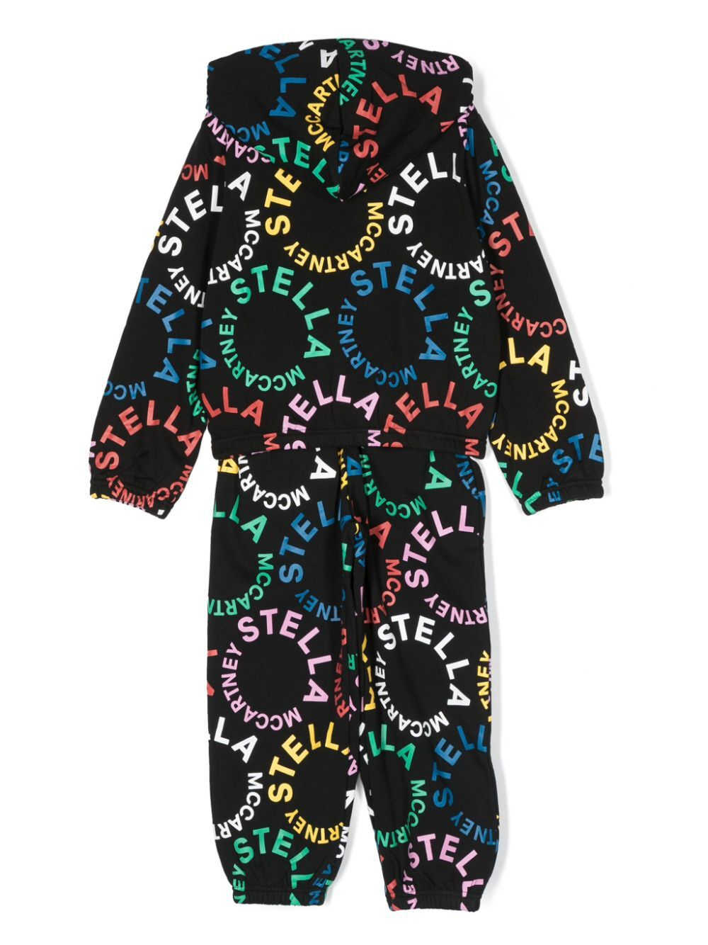 Кардиган с капюшоном + брюки трикотажные STELLA McCARTNEY Черный/Термопринт: разноцветные круглые логотипы (Девочка)