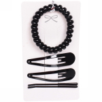 Набор аксессуаров для волос «Margo», 2 зажима, 2 невидимки, 1 резинка, цвет черный, d-5 см, 5,5*1,5 см