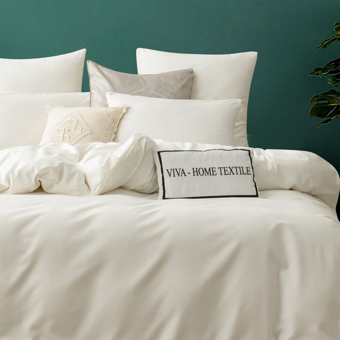 Комплект постельного белья Однотонный Сатин «Молочный фарфор»