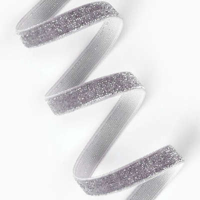 Бархатная лента с серебряным люрексом 10 мм