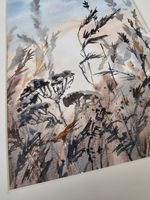 Картина авторская акварельная в паспарту 21х30 см на стену для интерьера "Аромат лета"