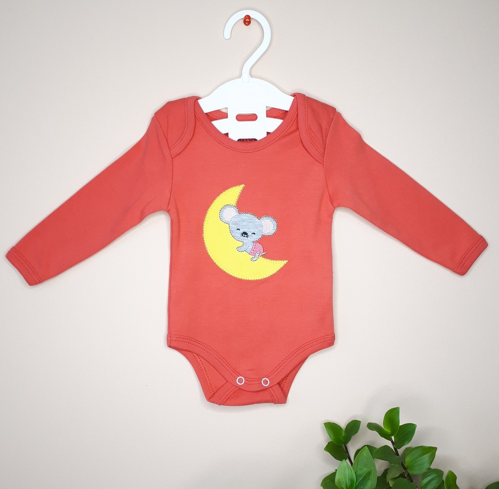 Боди Мышка на луне вышивка