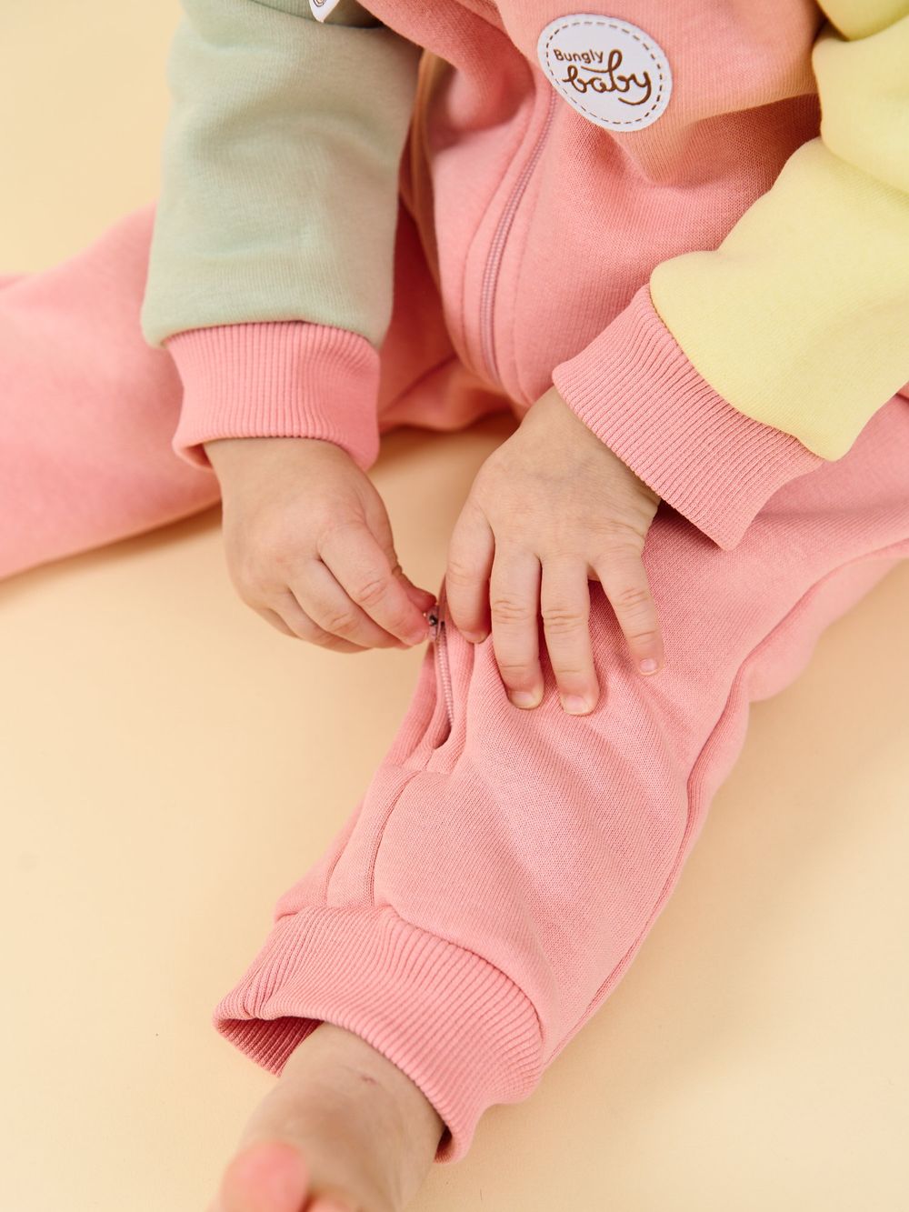 Комбинезон-косуха Колор блок "Персик" утепленный 0+