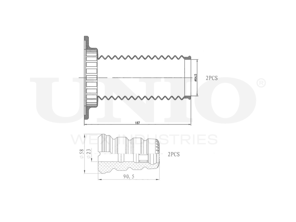Комплект пыльник и отбойник UNIO DUC-50030