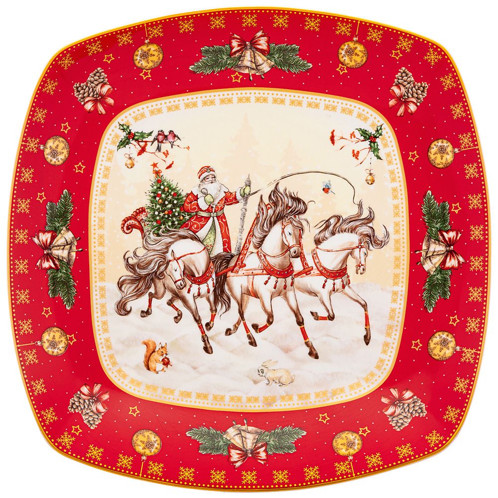 БЛЮДО LEFARD "ТРОЙКА" КВАДРАТНОЕ 25X4,2CM КРАСНОЕ (КОР=12ШТ.)
