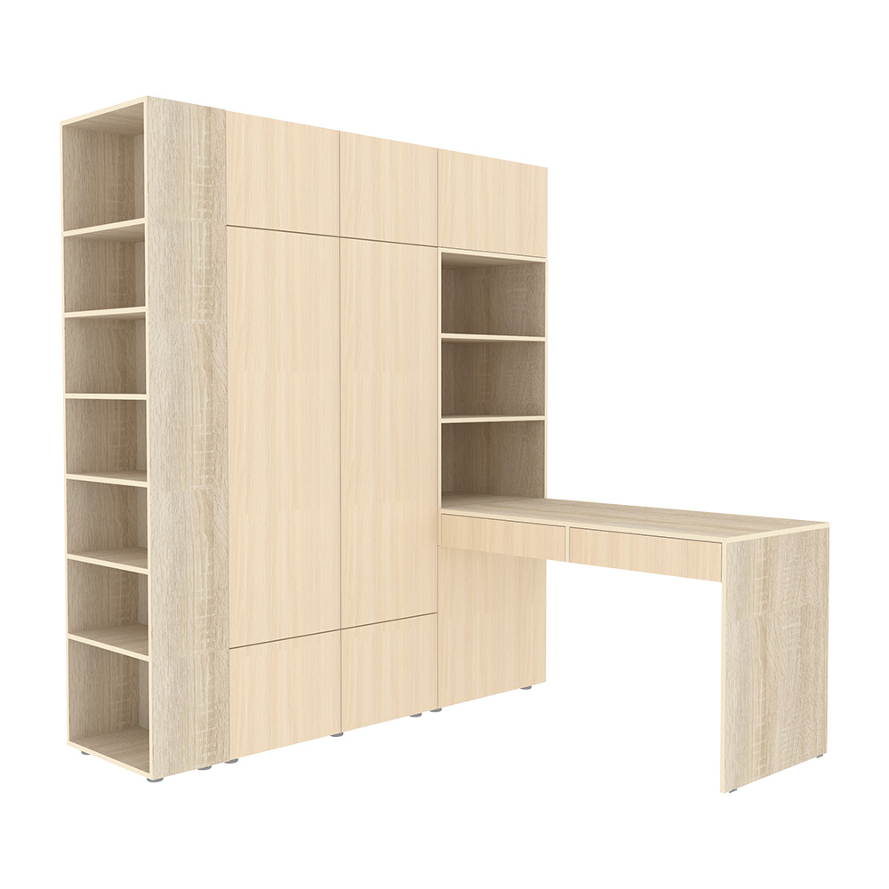 Стол письменный со стеллажом и шкафом КарИВи 1765 Дуб Сонома  Дуб Молочный