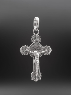Подвеска крест "Католический" из серебра с распятием