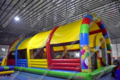 Надувной батут "Страна Сафария" с крышей и высокими горками 14*8*6 м