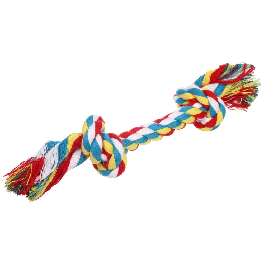 Игрушка - канат грейфер для собак мелких и средних пород «ПОИГРАЙКА», цвет красный/синий, 23см