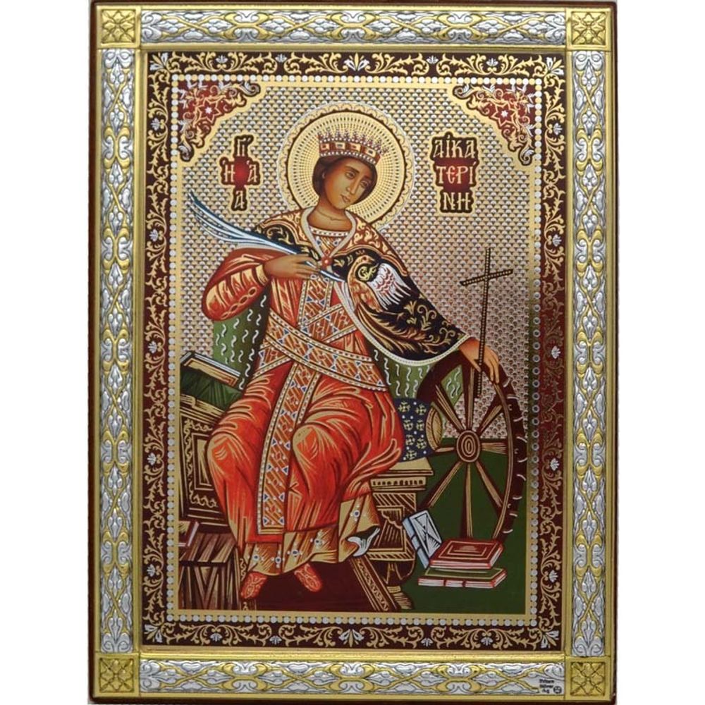 Екатерина Александрийская. Икона в серебре.