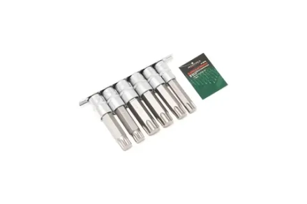 Набор головок-бит RF-40918L разнопрофильных Spline&Torx, 6 пр.(М16, М18,Т70,Т80,Т90,Т100; L-100мм), на планке ROCKFORCE