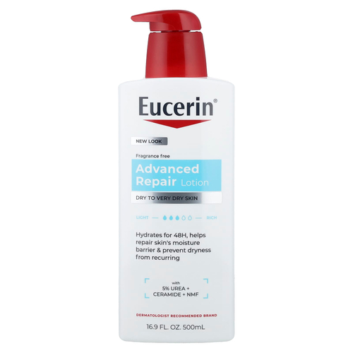 Eucerin, улучшенная формула для восстановления сухой и очень сухой кожи, без отдушки, 500 мл (16,9 жидк. унции)