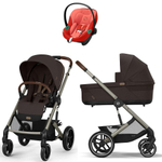 Коляска Cybex Balios S Lux TPE complete Aton S2 Hibiscus Red Base One 4 в 1 Chocolate Brown с дождевиками