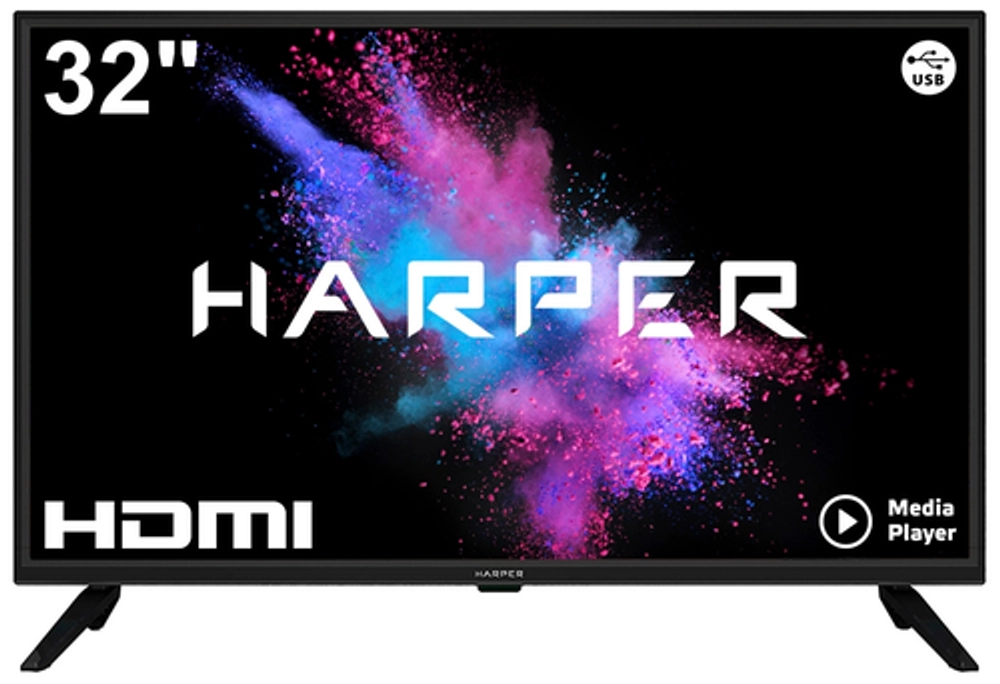 Телевизор Harper ЖК 32"; 32R670T черный
