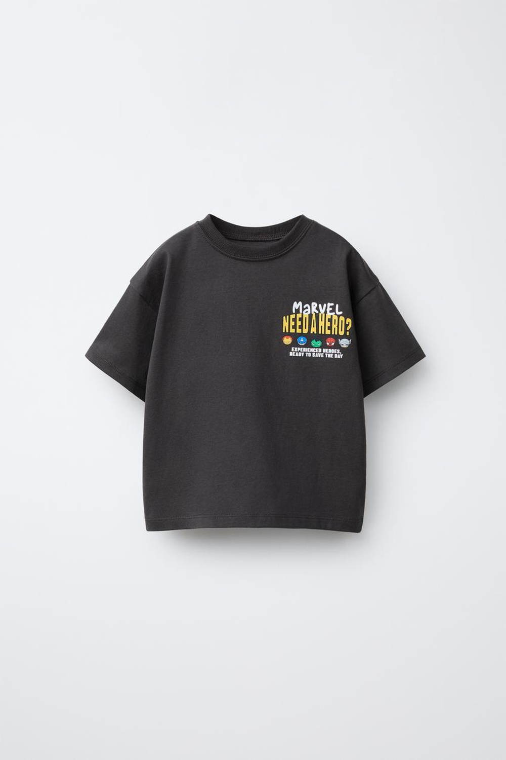 ZARA ФУТБОЛКА С ПРИНТОМ THE AVENGERS © MARVEL, ЧЕРНЫЙ